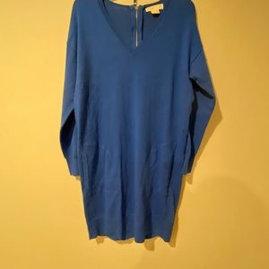 Michael Kors Royal Blue V-Neck knit sweater dress. Medium